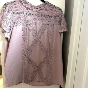 Women’s Lavender Lace Short Sleeve Boho Blouse